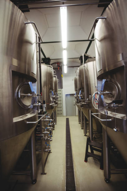istock Manufacturing machinery in brewery 653097422
