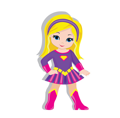 Illustration Cute Girl In The Costume Of A Superhero Stock Illustration -  Download Image Now - iStock