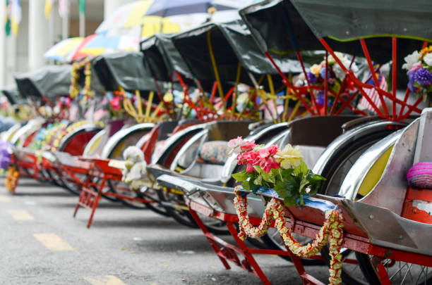 istock Vintage Trishaw stop beside road for service traveller 653101626