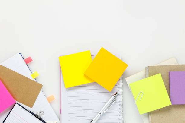 istock Top view  accessories business office desk. 653101686