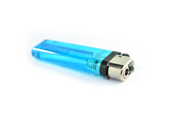 istock Blue gas lighter isolated on a white background. 653102470