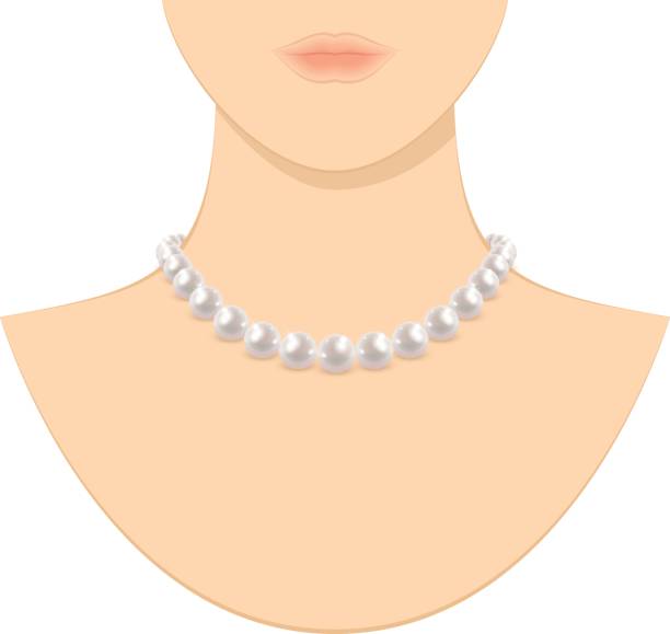 ilustraciones, imágenes clip art, dibujos animados e iconos de stock de mujer con collar de perlas - pearl jewelry white necklace