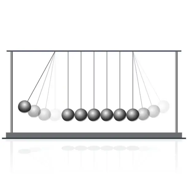 Vector illustration of Vector Newton swing. Pendulum cradle metal bolls. Flatten master illustration.