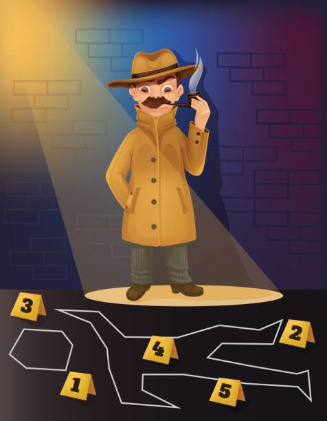 Detective Character Research Crime Scene Stock Illustration - Download  Image Now - Crime Scene, Examining, Adult - iStock