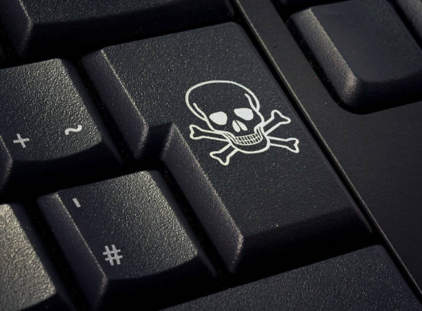 istock Keyboard with return key in the shape of a skull.(series) 653119570