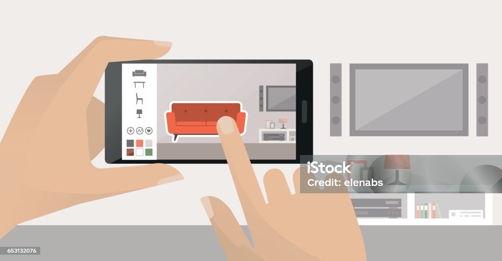 Interior Design App Stock Illustration - Download Image Now - Augmented ...