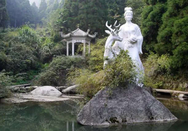 Statue of Magu (symbolic protector of females in Chinese mythology), Heng mountains, China