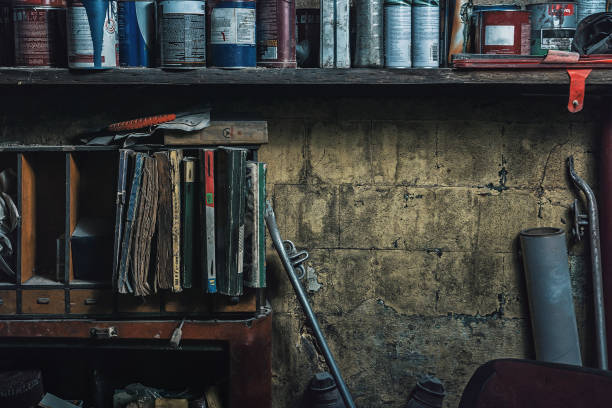 istock Dirty shelves in the garage 653138642
