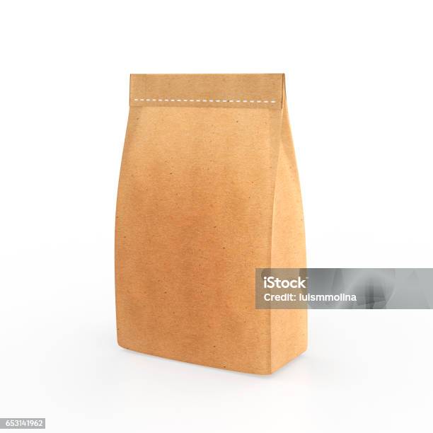 Paper Package Isolated On A White Background Stock Photo - Download Image Now - Animal Pouch, Bag, Blank