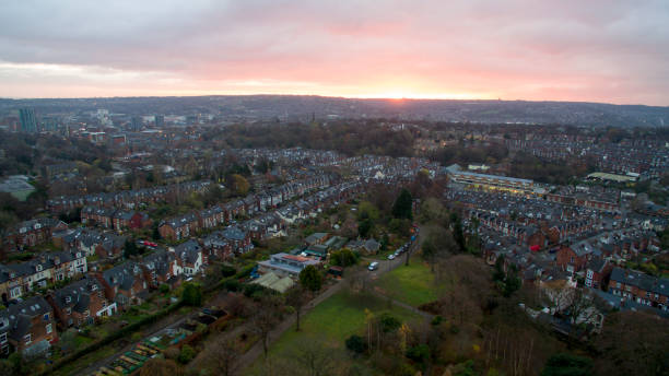 istock Aerial shot overlooking city centre 653151102