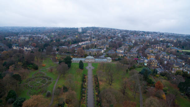 istock Aerial shot overlooking city centre 653151120