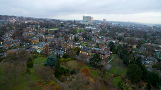 istock Aerial shot overlooking city centre 653151158