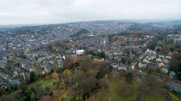 istock Aerial shot overlooking city centre 653151388