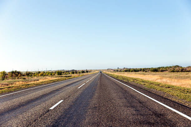 istock Paved road in the steppe 653159854