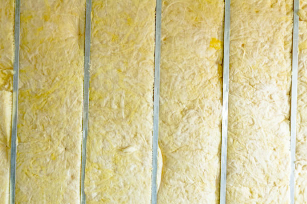 View at thermal party wall, heat isolation with mineral wool.