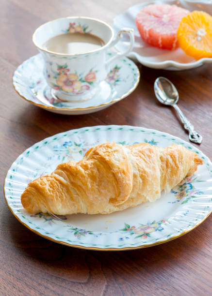 istock Traditional croissant on breakfast table. 653166920