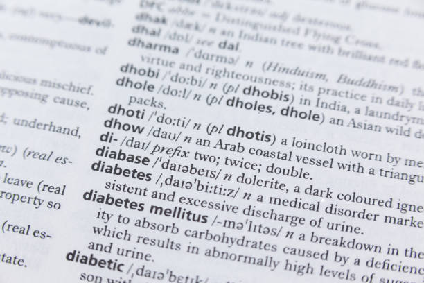 辞書のページのビュー - diabetes education learning dictionary ストックフォトと画像