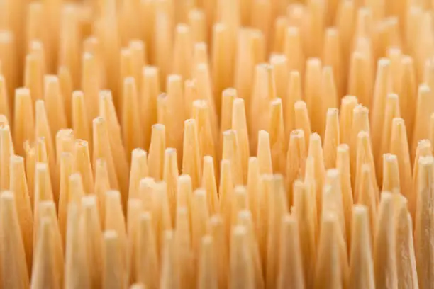 Photo of bamboo toothpicks macro detail