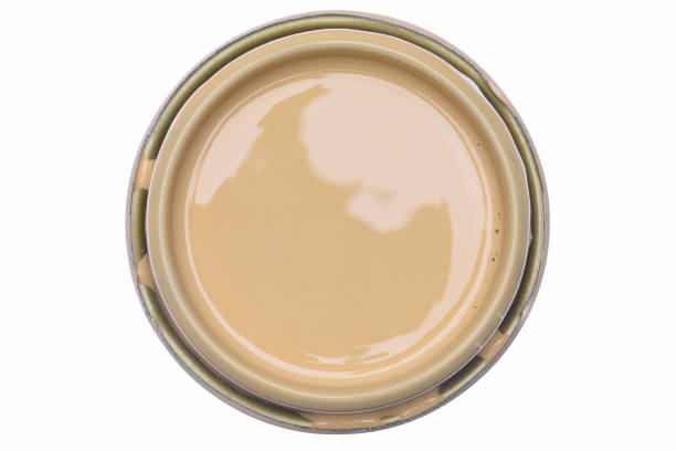 istock Can Lid with Creme Color Paint Isolated on White Background 653181068
