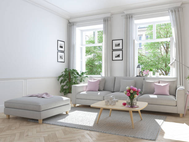 istock modern living room in townhouse. 3d rendering 653183498