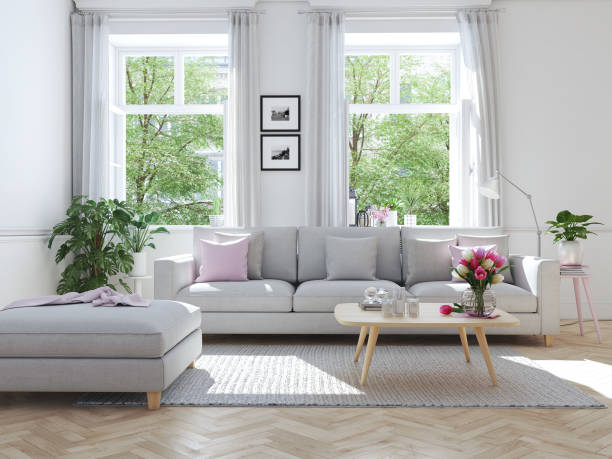 istock modern living room in townhouse. 3d rendering 653183564