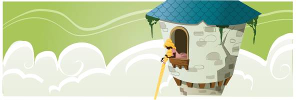 Princess in a tower - Fairy Tale illustration vector art illustration