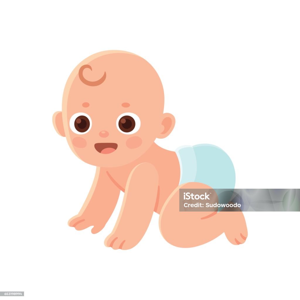 Cute Cartoon Baby Stock Illustration - Download Image Now - Baby - Human  Age, Cartoon, Crawling - iStock