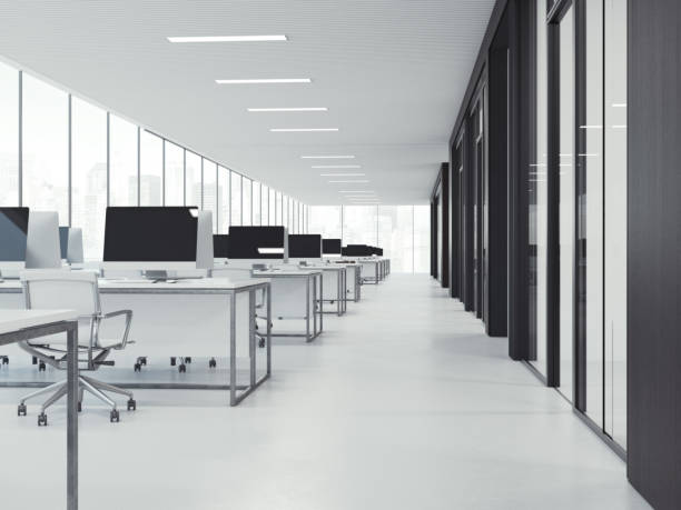 istock Office interior with a lot of workspaces. 3d rendering 653201834