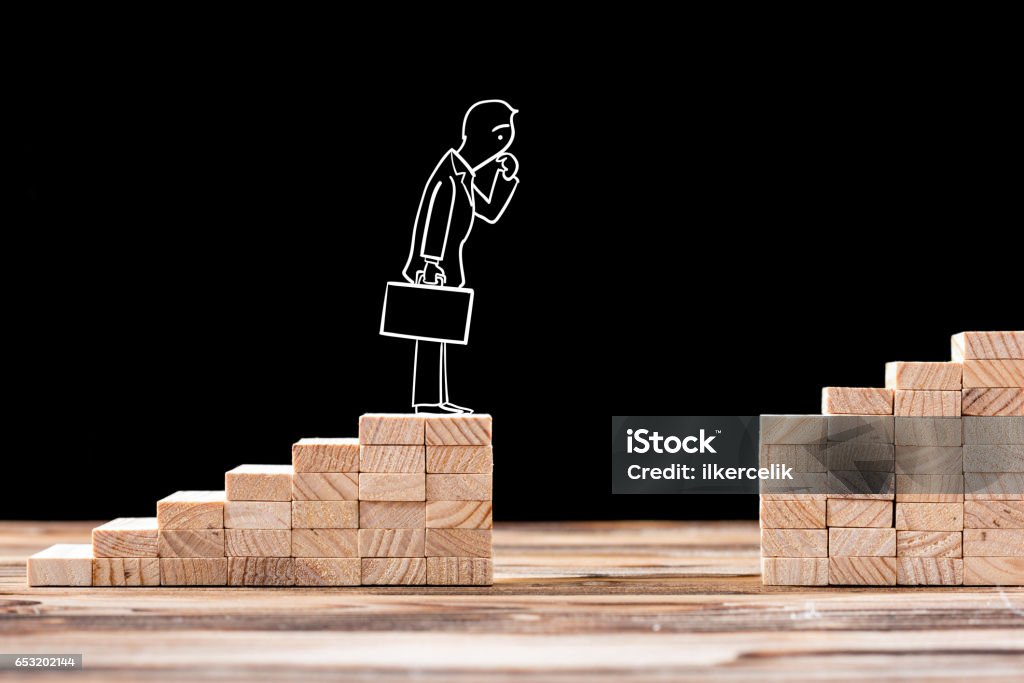 Career Planning Concept. Businessman Facing Problems On Career Planning Boundary Stock Photo