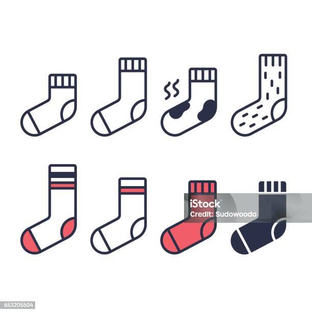 Set Of Socks Icons Stock Illustration - Download Image Now - Sock, Icon Symbol, Vector