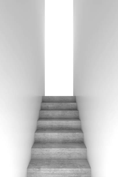 istock Concrete Stairway goes up, vertical 3d 653205872
