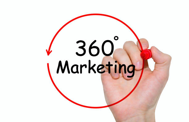 istock Hand writing inscription 360 degrees Marketing with marker, concept 653217424
