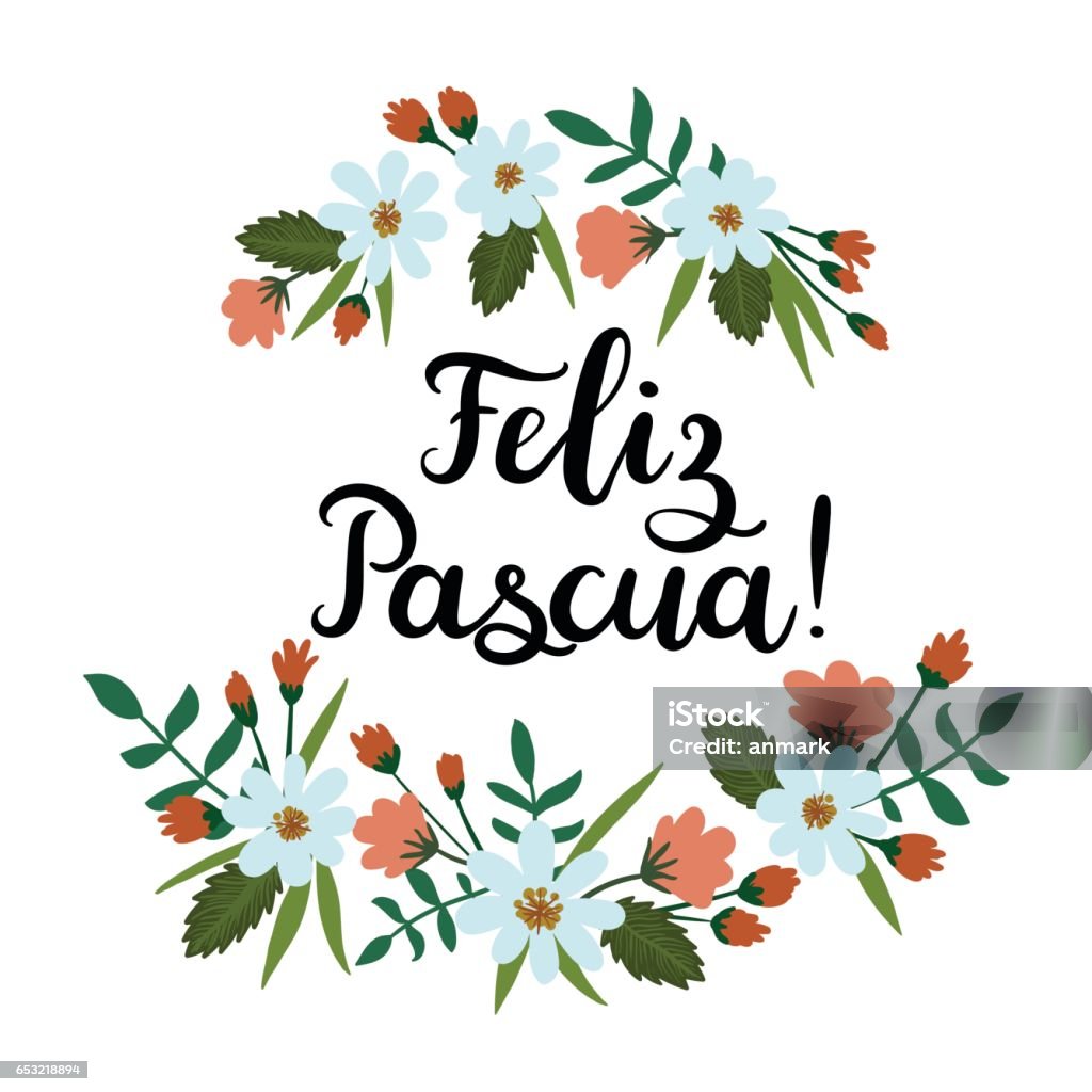 Happy Easter In Spanish Feliz Pascua Modern Calligraphy Greeting ...