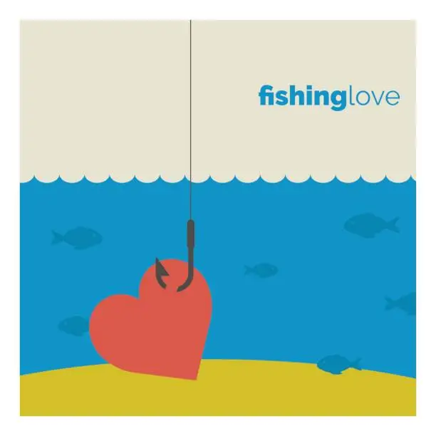 Vector illustration of Fishing Love