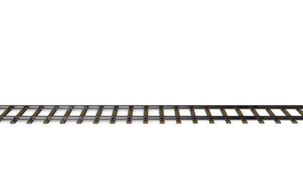 istock Railway track. Isolated on white background. 3D rendering illustration. 653221526