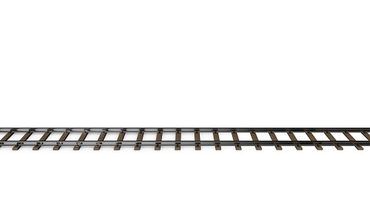 Railway track. Isolated on white background. 3D rendering illustration.Side view.
