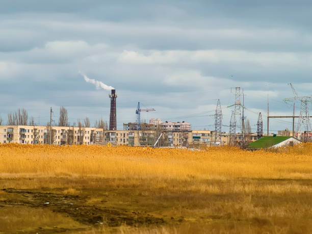 istock Reeds and city with a smoking pipe 653232062