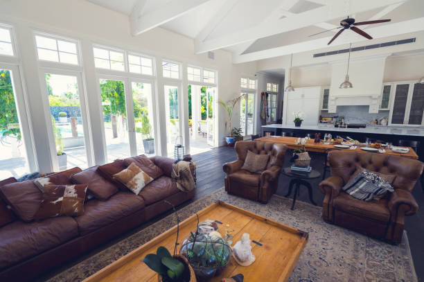 istock Large family home with a meal on the dining table. 653232228