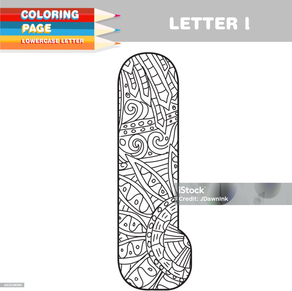 Adult Coloring book lower case letters hand drawn template Coloring stock vector