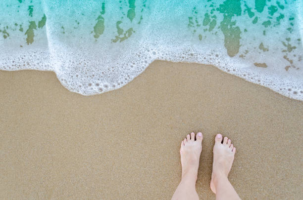istock Beautiful bare feet on the beach 653238518