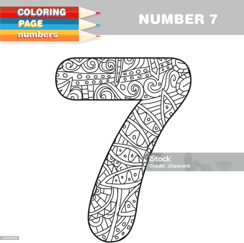 Adult Coloring book numbers hand drawn template Color Image stock vector