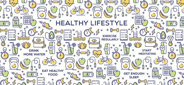 Healthy lifestyle conceptual vector illustration perfect for use in website design, presentations, infographics etc.