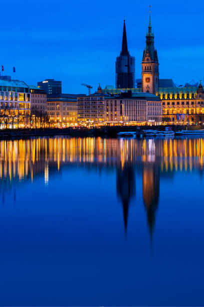 istock Town Hall in Hamburg, Germany at dusk. 653245854