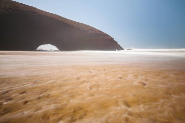 Red arch beach Legzira, Souss-Massa Draa, Morocco stock photo