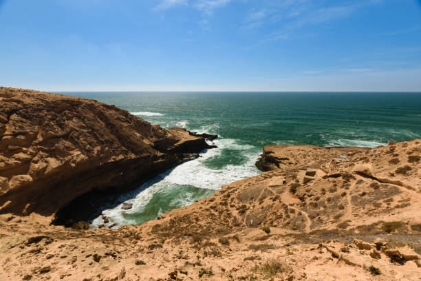 Rough colorful coastline, Atlantic, Morocco stock photo