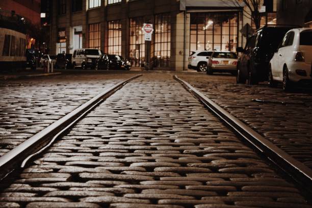 istock Rails Through Cobblestone Street - DUMBO, Brooklyn 653261300