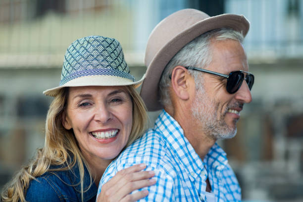istock Romantic mature couple in city 653264102