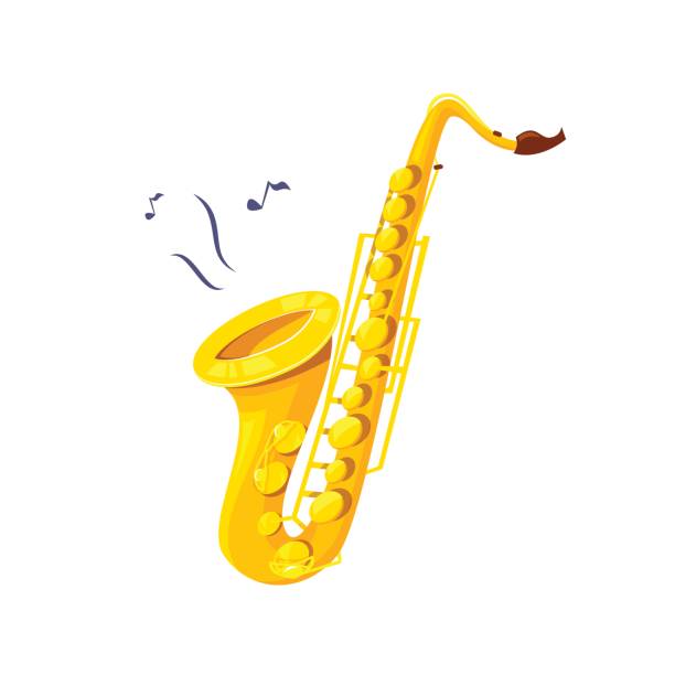 Saxophone vector illustration Yellow saxophone music instrument colorful vector illustration saxophone stock illustrations