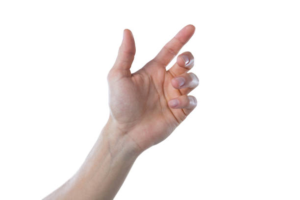 istock Hand of man pretending to touch an invisible screen 653296076