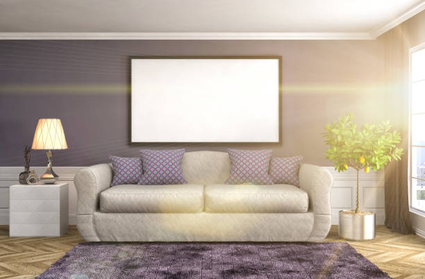 istock mock up poster frame in interior background. 3D Illustration 653298416